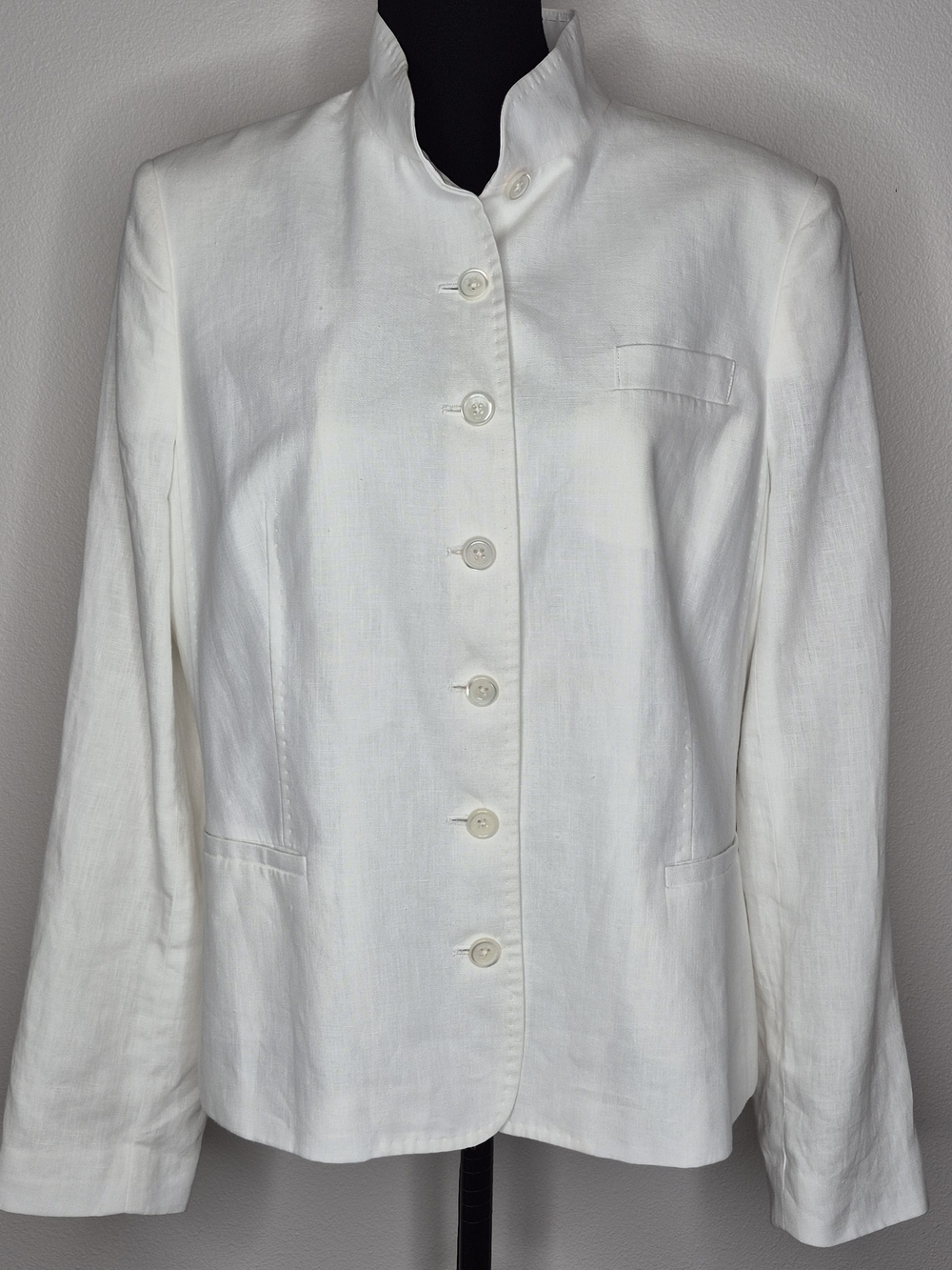Brooks Brothers White Irish Linen Mandarin Collar Jacket / Blazer - Size 14
